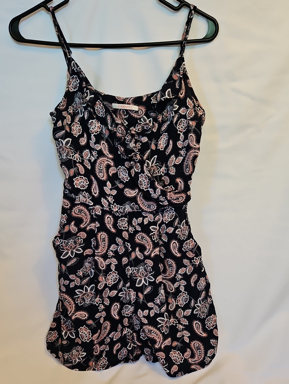 Camayeu Paisley Print Navy Blue & Pink Romper